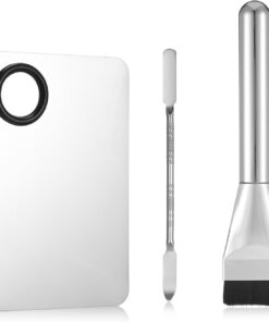 Ensemble de spatules de maquillage en métal, spatule à double extrémité en acier inoxydable avec palette de mélange et pinceau, kit d'outils de beauté professionnels