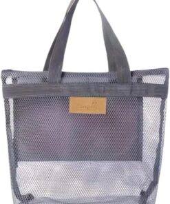 QUUPY Sac de douche portable en maille léger pour dortoirs, gym, natation, plage, voyage, sport (gris)