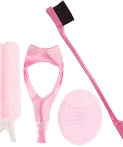 Set D’outils de Maquillage Rose, Brosse Double pour Sourcils | 1 Lot Portable, Léger et Multifonction, Plastique, Métal et Silicone, Facile à Nettoyer, Voyage et Usage Mobile