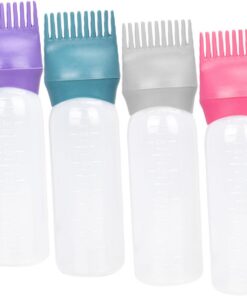 Healeved Flacons Applicateurs Lot de 4 pour Coloration Capillaire Distribution Uniforme avec Peigne Intégré, Surface Lisse en Pp pour Soins Capillaires à Domicile