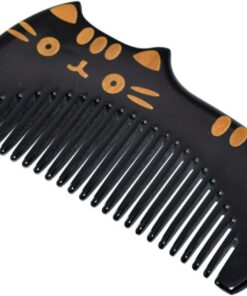 Peigne à Cheveux en Corne Naturelle Noir Portable Fonction Massage Doux Anti-statique pour Soins Capillaires et Coiffure Quotidienne