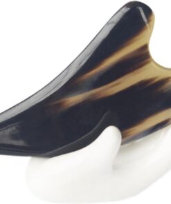 Healvian Outil de Massage en Corne Naturelle Noir 11 Cm Multifonctionnel pour Soin du Visage et Thérapie par Raclage des Points Trigger