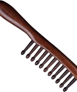 Healeved Peigne Démêlant En Bois De Santal Grand Format à Dents Larges Pour Femmes Et Hommes Soins Capillaires Massage Cuir Chevelu Usage Quotidien Manche Long Ergonomique