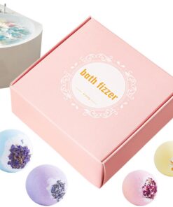 Bath Balls - 4 Pieces Bubble Shower Cleanser for Women Men Relaxation Self Care SPA Home Travel Bathroom | Dried Flower Infused Moisturizing Formula, Gentle Skin Softening Bath Bombs Set Aromatic Soak