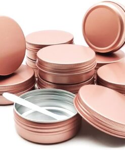 Lot de 10 boîtes rondes en aluminium de 60 g pour baume à lèvres, baume à lèvres, crème pour le visage, bougies, thé, rose mat