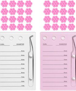 OUNONA 1 ensemble d'outils pour extensions de cils : plateau/carrelage en acrylique pour le rangement des faux cils, support de colle en forme de fleur, gobelets de colle, accessoires pour