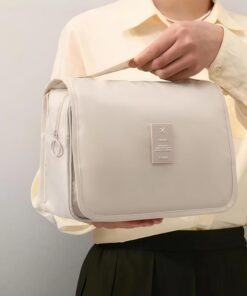 Trousse de toilette de voyage de grande capacité, étanche, à suspendre, organiseur de maquillage multifonctionnel et portable coréen pour voyage, salle de sport, maison, blanc, Trousses de toilette