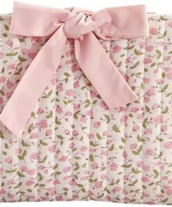 1 trousse de maquillage matelassée à motif floral, grande trousse de maquillage avec nœud en ruban, jolie boîte de rangement pour outils de beauté et accessoires (rose)