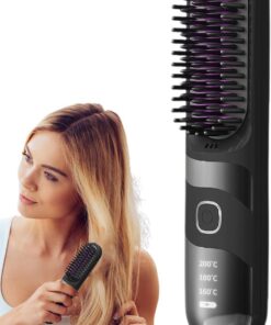 Lisseur Portable Portable Anti-Frisottis Avec Température Réglable | Brosse Boucleur Pour Femme Coiffage Rapide Ionique Rechargeable Portable Anti-Frisottis Pour , Maison, Mariage
