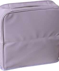 Trousse de toilette élégante en cuir PU avec plusieurs compartiments pour cosmétiques et essentiels de voyage, violet