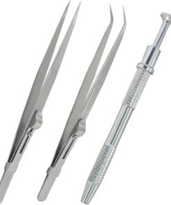 Bonsicoky Lot de 3 pinces à épiler en acier inoxydable pour pierres précieuses, petites pièces et travaux manuels Argenté