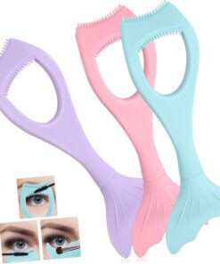 Healvian Protection Mascara en Silicone Forme Sirène 3 Pièces pour Maquillage Yeux, Évite Bavures et Chute, Accessoire Pratique pour Cils