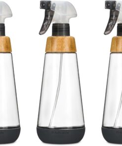 Full Circle Flacon pulvérisateur en verre rechargeable pour le nettoyage - Options polyvalentes de jet et de brume, bambou, gaine en silicone, idéal pour les solutions non toxiques et l'entretien des