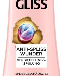 Gliss Après-shampoing anti-fourches (200 ml), après-shampoing répare les fibres capillaires endommagées, pour une étanchéité durable des pointes fourchues et 88% de pointes fourchues en moins