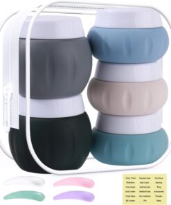 GLAMFIELDS Lot de 5 récipients de voyage pour articles de toilette, approuvés par la TSA de 48,2 g + 3 bocaux en silicone de 28,3 g, sans BPA, anti-fuite, essentiels de voyage avec couvercle pour