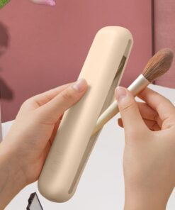 Ensemble de pinceaux de maquillage de voyage avec support en silicone - Pinceaux portables à poils doux - Étui de rangement compact pour outils de beauté en déplacement