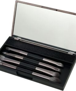 Ensemble de pinceaux de maquillage de voyage - Outils cosmétiques double face - 14 x 8 x 2 cm - Kit de beauté professionnel pour le visage - Organisateur de valise portable - Accessoires pour femme