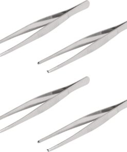 Aoje-Link Lot de 4 pinces à épiler dentelées en acier inoxydable Argenté