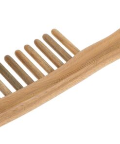 Healeved Peigne Large Bois Dents pour Cheveux Bouclés Anti-statique Massage Chevelu Manche Épais Ergonomique pour Femmes et Hommes Démêlage Facile et Soin Capillaire Quotidien
