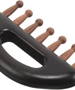 ULTECHNOVO Peigne de Massage Bois de Santal à Dents Larges Masseur de Cuir Chevelu Portable Antistatique Grattoir Multifonction pour Tête Nuque et Bras Soin Capillaire Naturel et