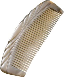 VALICLUD Peigne Antistatique de Massage Cuir Chevelu en Corne de Bœuf 17 Cm pour Cheveux Longs et Épais Outil de Massage Gua Sha Soin Capillaire Portable