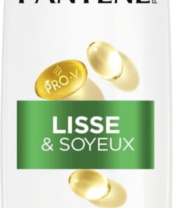 Pantene Pro-V Lisse & Soyeux Shampoing 250ml Pour Cheveux Frisés et Ternes, Nettoie en Douceur et Protège les Ponts Capillaires, Sans Silicones, Huiles Minérales, Colorants, Active Nutri-Plex