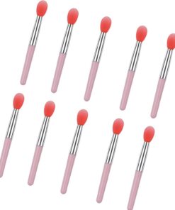 Lot de 10 pinceaux à rouge à lèvres 10 applicateurs à pointe en silicone - Essentiels de voyage compacts pour une application précise des cosmétiques - Pinceau de maquillage pour