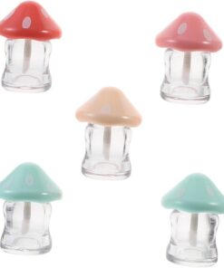 Tubes de Gloss à Lèvres Champignon, 5 Pièces, Plastique | Rechargeables et Réutilisables, Format Portable Léger, pour Échantillons et Voyage Couleur Aléatoire