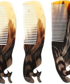 Peigne de Massage Naturel Poignée Lisse en Corne de Bœuf 3 Pièces pour Massage du Cuir Chevelu et Soins Capillaires Efficaces Couleur Aléatoire