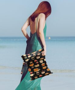 Sac humide et sec imperméable pour maillot de bain, voyage, tissu sale, piscine, yoga, gym, trousse de maquillage de plage, trousse de toilette, poussette, voyage réutilisable (café)