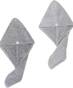 Healeved Lot de 2 Bonnets de Séchage pour Cheveux en Polaire Corail Absorbants et Rapides pour Voyage et Soins Capillaires