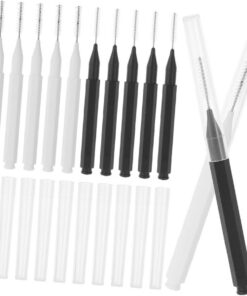 VICASKY 60 Pièces Brosses à Sourcils et Cils Micro Applicateurs avec Capuchons pour Lamination de Sourcils et Extensions de Cils Outils de Maquillage Compacts Noir et Blanc