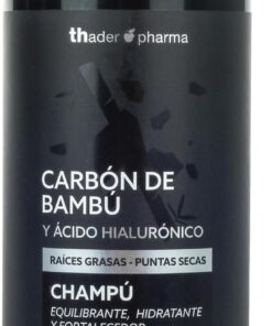 Thader Pharma Shampooing équilibrant au Charbon de Bambou et Acide Hyaluronique, idéal pour les racines grasses et les pointes sèches, 750 ml