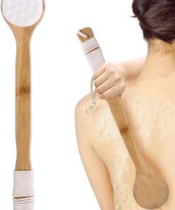 Back Brush - Long Handle Shower Scrubber, Cat Paw Massage Bath Tool | Soft Dense Nano Velvet Bristles, Body Cleansing Wand, Category, Pink Color For Women Men