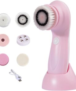 Brosse nettoyante visage Outil Massant Exfoliant Rechargeable, Appareil Spa | Outil peeling facial avec 6 têtes brosse Système De Nettoyage Massage Pour Front Joues Nez Corps