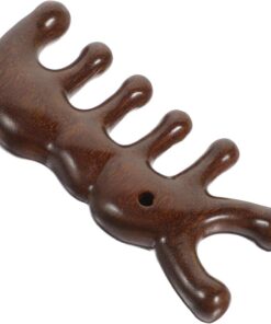 Healeved Peigne de Massage Design Unique de Fourmi Portable en Bois de Santal à Dents Larges Outil Créatif pour Soin Capillaire pour Cuir Chevelu Apaisant