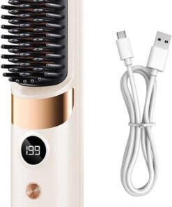 Brosse Lissante Rechargeable Sans Fil 5-En-1 | Brosse de Lissage Portable - Outils Coiffure pour Salon Maison Soin Capillaire Femmes Filles
