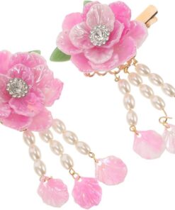 STOBAZA Barrettes Rétro à Fleurs pour Femmes Accessoires DIY Pompon et Perles pour Soins Capillaires Quotidiens