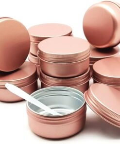 Lot de 10 boîtes en aluminium de 50 ml, 50 g, petits pots de maquillage ronds avec couvercles à vis pour cosmétiques, baumes à lèvres, toner, crème, bougie, thé, cire, rose