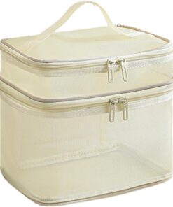 Trousse de maquillage en - Plat de - Double couche - Structure en nylon | Compartiment étanche spacieux - Boîtier réutilisable facile à transporter - Rangement de beauté de qualité