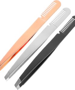 Housoutil Pince à Épiler pour Sourcils Peigne en Acier Inoxydable, Lot de 3 Pièces Portables, Outil de Maquillage Créatif pour Femmes Couleur Aléatoire Plusieurs styles
