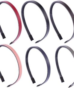 Lot de 6 Serrage-têtes en Pu pour Femme, Bandeaux Larges pour Cheveux, Accessoires Coiffure Confortables, Couleurs Aléatoires, pour Soin Capillaire et Usage Couleur Aléatoire