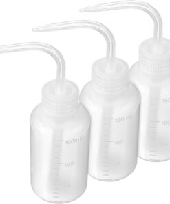 Ciieeo Lot de 3 Bouteilles de Lavage en Plastique Souple 150 Ml Blanches, Flacons Arrosage pour Plantes Grasses Embout Incurvé, Graduées pour Dosage Précis, Outils Réutilisables