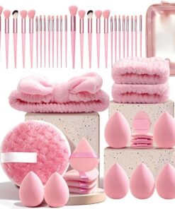 Ensemble de pinceaux de maquillage professionnels multifonctions avec étui d'accessoires pour le visage, kit de pinceaux pour fond de teint, pinceaux pour les yeux et le visage et outils