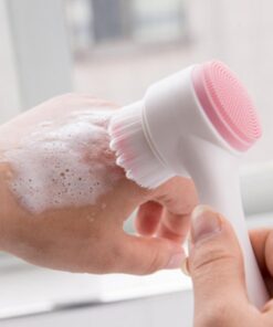 1 brosse de nettoyage double face pour le visage, exfoliation profonde des pores en silicone et poils doux, outil de soins de la peau, rose