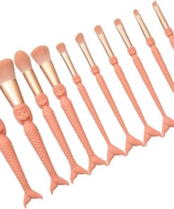 Healvian 10pièces Pinceau Cosmétique Professionnel pour Fond de Teint Résistant Pinceau Poudre Outils de Maquillage pour Visage Accessoires de Beauté