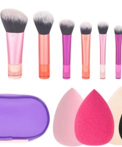 Lot de 10 pinceaux de maquillage uniques avec poignées pratiques et poils souples et pochettes de protection multifonctionnels pour artistes professionnels