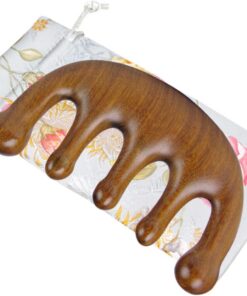 Artibetter Peigne en Bois de Santal Dents Larges pour Massage du Cuir Chevelu, Stimulation des Points D'acupuncture et Amélioration Circulation Sanguine, Design Unique pour Soins Capillaires