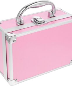 ULTECHNOVO Mallette de Maquillage Petite en Alliage d'Aluminium Rose Boîte de Rangement Cosmétique Compacte Trousse de Voyage pour Matériel de Manucure et Accessoires Beauté Organisateur