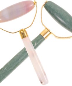 Ciieeo Outil de Massage Facial Lisse sans Saignement en Alliage D'aluminium Rouleaux de Jade Visage 2pcs pour Salon de Beauté et Soin Peau Femme